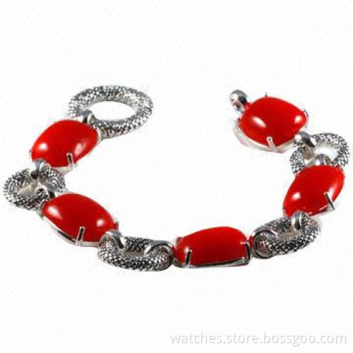 Beaded Bracelet with Imitation Pearl, Made of Brass Zinc Alloy and China A Stone